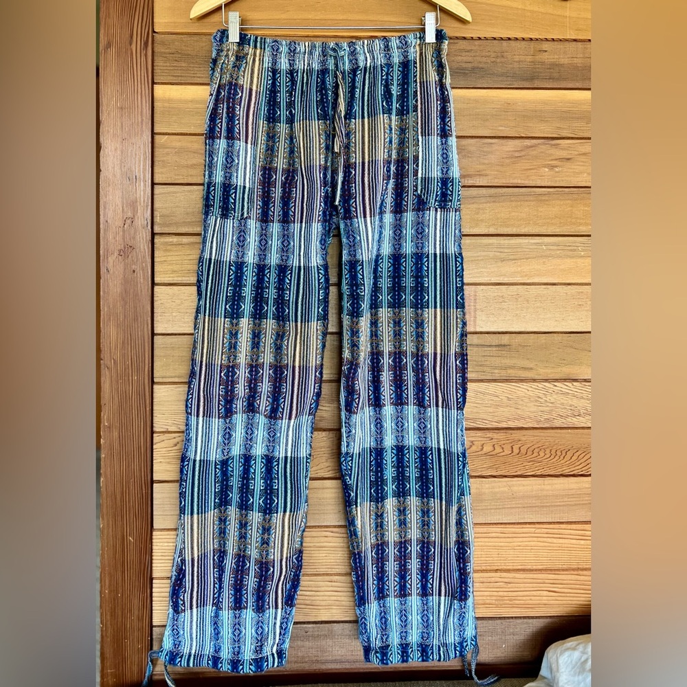Baja Hippie Pants with Tie Bottoms & Pockets - Large